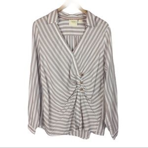 Maeve Anthropologie blush/white striped blouse